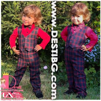 Мъжки Костюм от 4 части № МК-4-СЧК-ПД