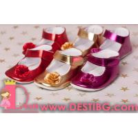 Кожени обувки златни, лилави, червени с цвете